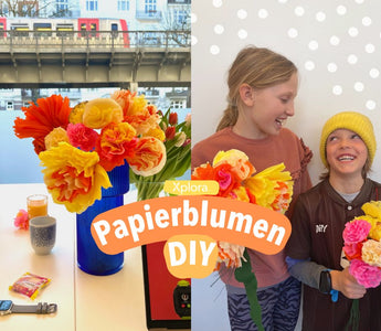 Papierblumen DIY basteln Kinder Grundschule kreativ Krepp Krepppapier Anleitung Pinterest